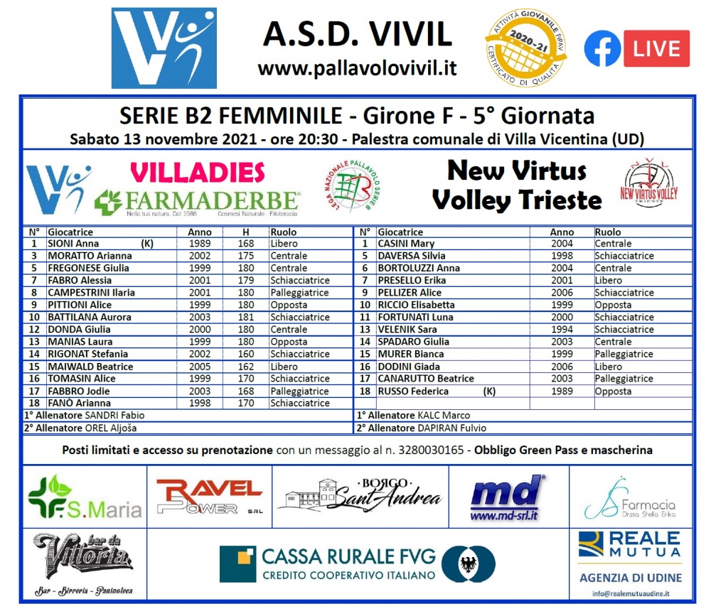 Volantino VILLADIES FARMADERBE-New Virtus Trieste