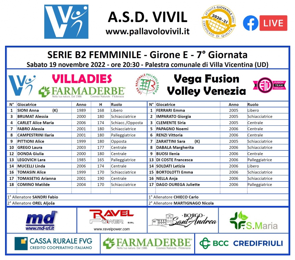 Volantino Villadies Farmaderbe-Vega Fusion Volley Venezia