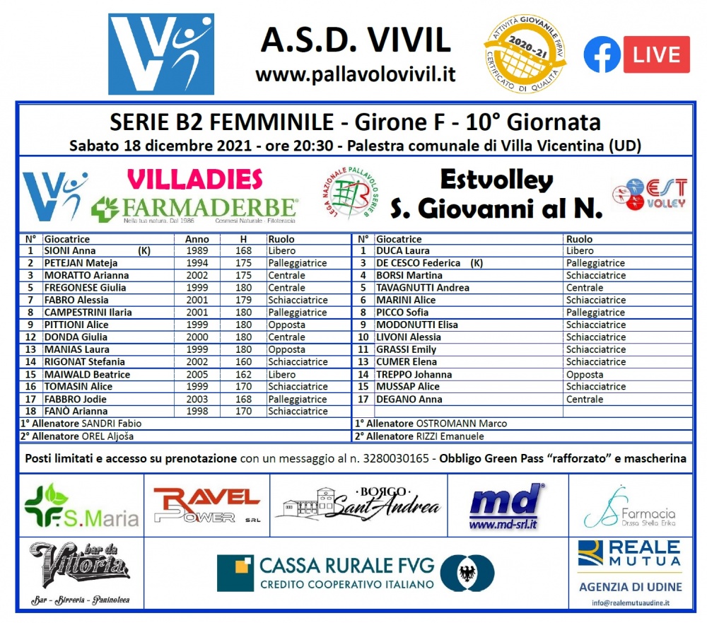 Volantino VILLADIES FARMADERBE-Estvolley