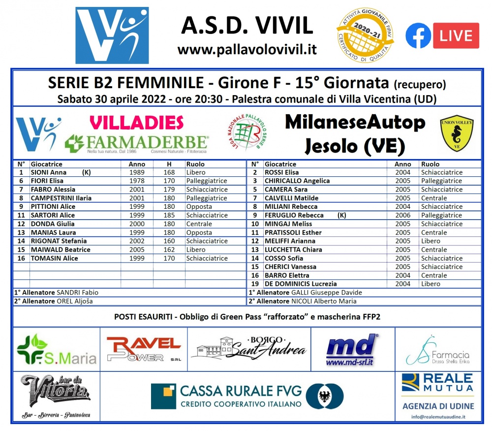 Volantino Villadies Farmaderbe-Union Volley Jesolo