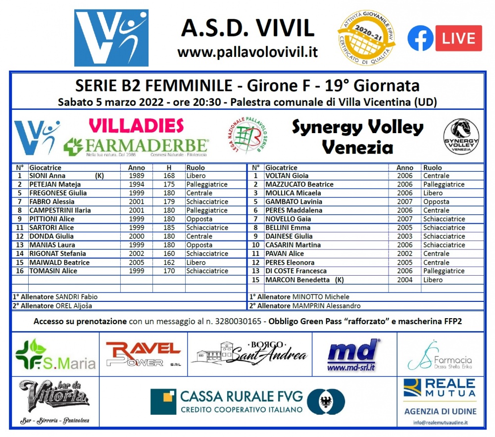 Volantino Villadies Farmaderbe-Synergy Volley