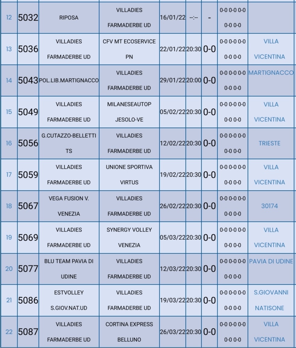 Calendario ritorno