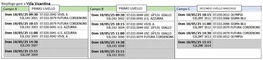 Calendario Villa Vicentina